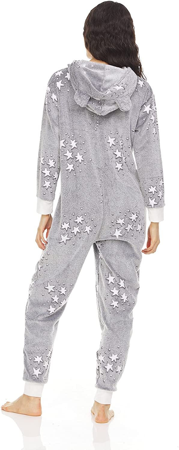 Bearpaw Women's Onesie Pajamas with Fluffy Hoodie, One Piece Fuzzy Paj –  Trendilize