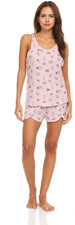 Women's Comfy Sleepwear Tank Top with Runner Shorts, 2-Piece Fuzzy Pajama Set