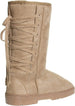 Chatties Chatz Womens Slip On High 11" Microsuede Winter Boots with Lace Up Back and Tassel Bow