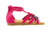 bebe Girls Velvet T Strap Back Zipper Ankle Sandals with Tassels 5/6 Fuchsia