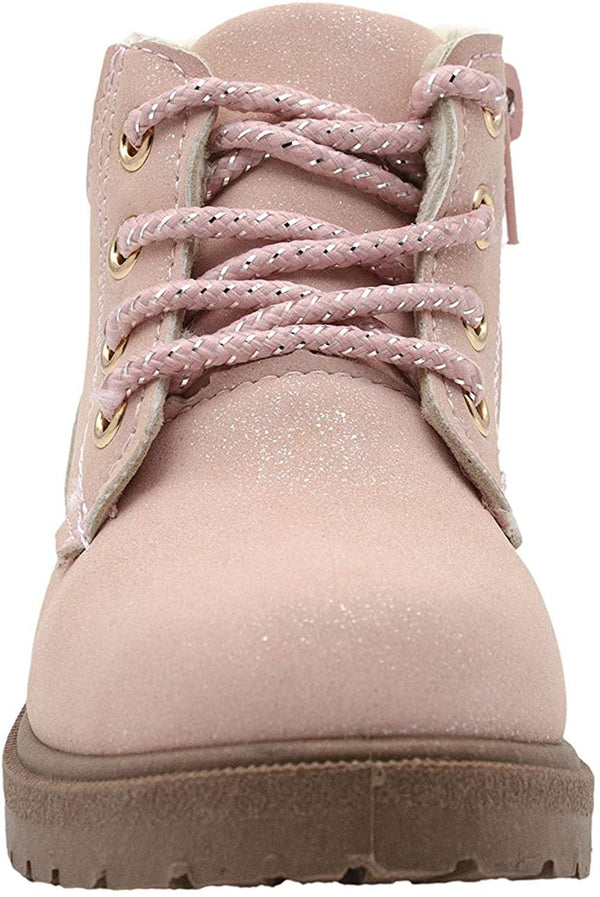 Rampage Toddler Girls’ Little Kid Slip On Short Shimmer Nubuck Boots with Metallic Trims