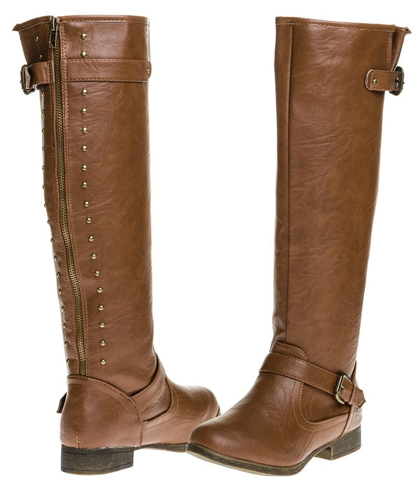 Sara Z Ladies Riding Boot with Back Studs (Cognac) Size 8