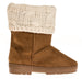 Sara Z Girl's Suede Lug Sole Winter Boot With Fold-Over Sweater Cuff (Cognac), Size 11-12