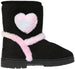 Rampage Girl's Warm Microsuede Winter Boot With Cute Faux Fur Heart And Trim Design
