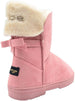 bebe Girls Big Kid Mid Calf Easy Pull-On Suede Winter Boots Embellished with Fur Cuff and Back Bow