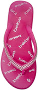 bebe Girlsâ€™ Big Kid PCU Sparkly Rhinestone Flip Flop Sandal with Printed Footbed - Fashion Summer Slipper Shoe