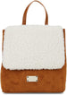 Women's Vintage Shearling Flap Backpack/Bookbag for Laptop, School, College Students, Office, and Travel - Cute Fashion Backpack, Hickory