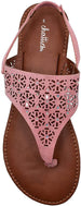 Chatties Women’s Microsuede Cutout Rhinestone Thong Sandal with Elastic Back Strap - Open Toe Fashion Summer Slide Shoe