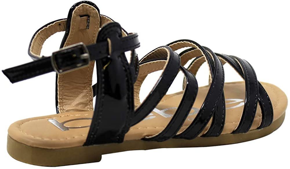 bebe Girls Big Kid Metallic Gladiator Sandal with Ankle Strap Open Toe Fashion Summer Bling Shoes