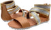 Rampage Girls Big Kid Gladiator Sandal with Metallic Criss Cross Elastic Strap Open Toe Fashion Summer Bling Shoes