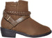 bebe Girls Ankle Distressed Boots Buckle with Braided Strap Side Zipper Fashion Shoes