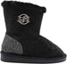 bebe Girls’ Big Kid Slip On Mid Calf Warm Microsuede Winter Boots Embellished with Rhinestones and Faux Fur Cuff