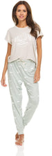 Women's Graphic Tee and Jogger Pants Sleepwear Set, 2-Piece Fuzzy Pajamas for Women