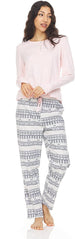Women's Placket Long Sleeve Top with Pants, 2-Piece Pajama Set For Women