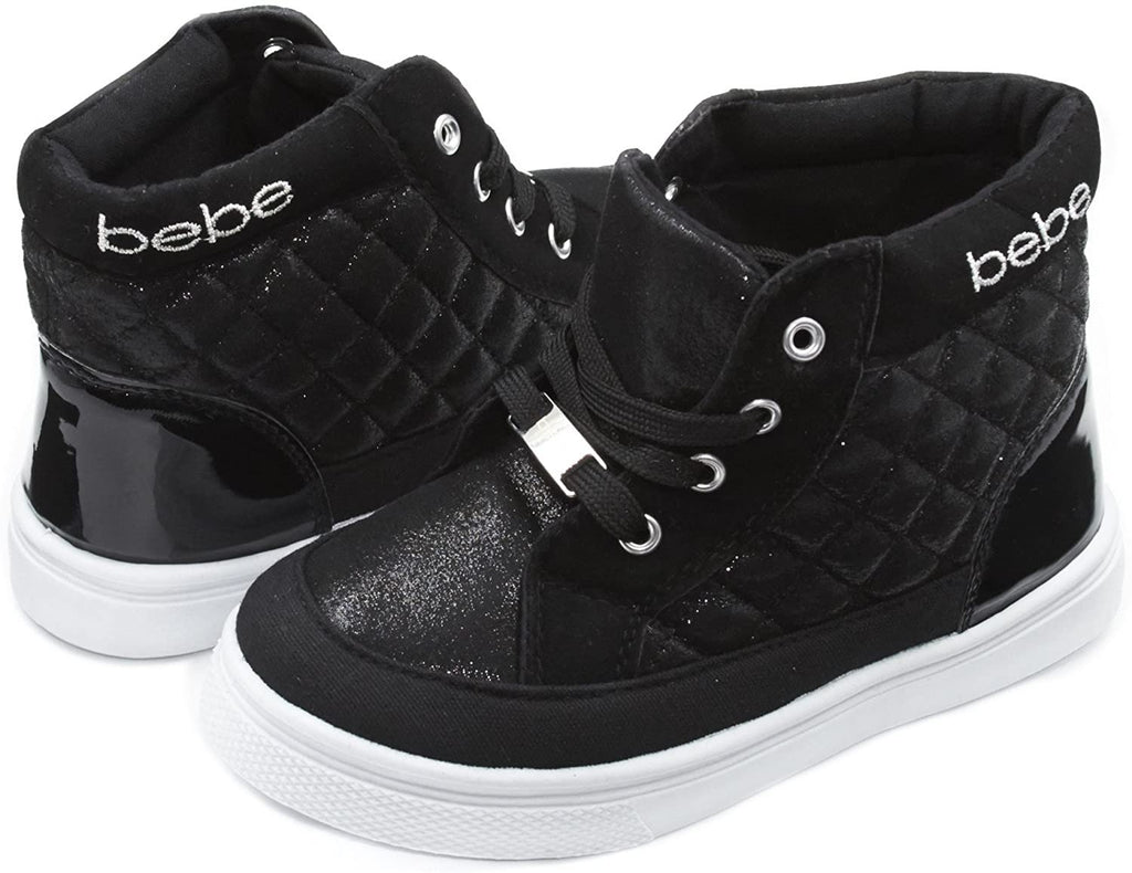 bebe Kids Toddlers Girls Quilted High Top Sneakers with Metallic Shimmer (See More Colors and Sizes)