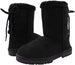 Chatties Chatz Womens Slip On Mid Calf 8" Microsuede Winter Boots with Faux Fur Trims and Lace Up Back