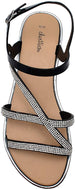 Chatties Women’s PCU Rhinestone Strap Sandal - Sparkly Fashion Bling Flat Shoes