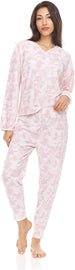 Women's Long Sleeve V-Neck Top with Jogger Pants, 2-Piece Set for Women