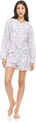 Women's Long Sleeve V-neck Top and Shorts, 2-Piece Pajama Set For Women