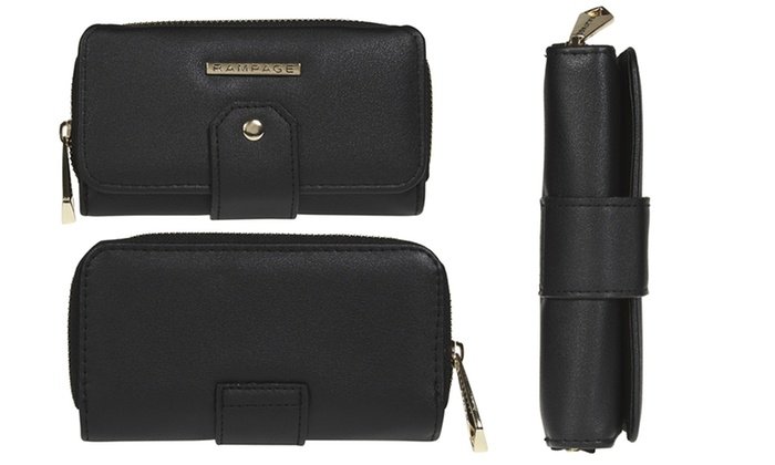 RAMPAGE Trifold Wallet with Front Tab Detailing and Back Zip Pocket