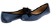 Chatties Ladies Ballet Flat with Microsuede Bow (Navy/Black), Size 11