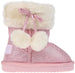 Rampage Toddler Girl's Warm Winter Boot With Faux Fur Pom Pom, Cuff And Printed Glitter Design