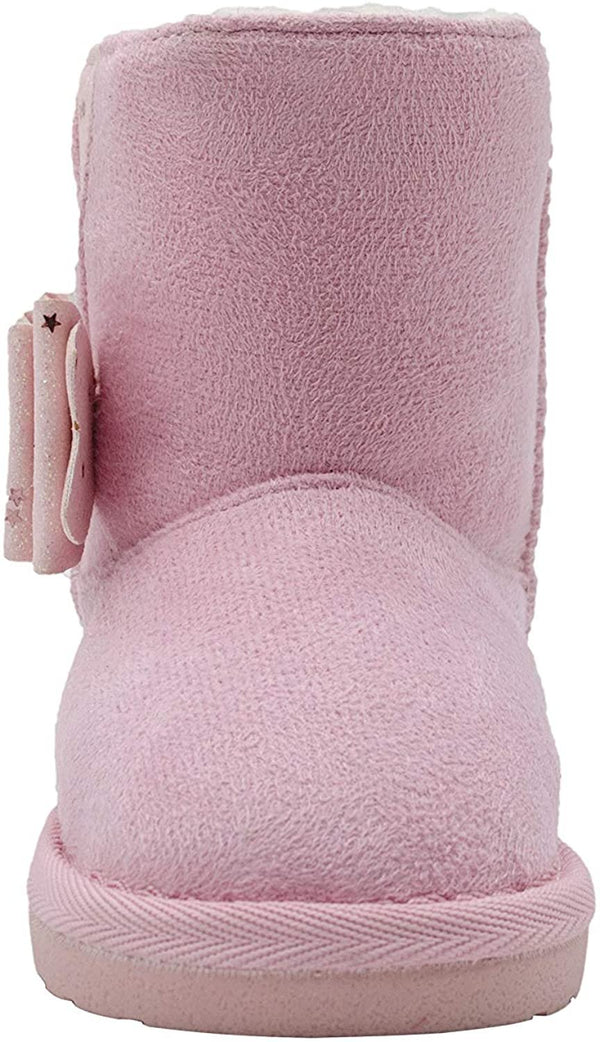 Rampage Toddler Girls’ Little Kid Slip On Mid High Warm Winter Boots with Glitter Bows and Gusset