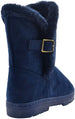Chatz Women’s 8” Mid Calf Microsuede Winter Boots with Faux Fur Trim and Buckle