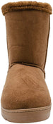 Chatties Chatz Womens Slip On Mid Calf 8" Microsuede Winter Boots with Faux Fur Trims and Lace Up Back