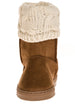 Sara Z Girl's Suede Lug Sole Winter Boot With Fold-Over Sweater Cuff (Cognac), Size 11-12
