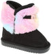 bebe Girls Cute And Fluffy Rainbow Faux Fur Chatz Warm Winter Snow Boots for Toddler Girls