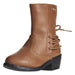 bebe Toddler Girls Lace up Boots Slip-On Mid-Calf Mid-Heel Fashion PU Shoes