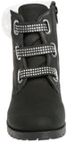 bebe Girls’ Fashion Warm Boots for Little/Big Girls, Faux Fur Knee High Leather Boots with Rhinestone Logo Straps for Winter