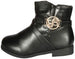 bebe Baby Toddlers Girls Black/Silver Knee High Cut Riding Boots With Medallion and Side Zip Size 7