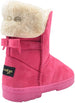 bebe Girls Big Kid Mid Calf Easy Pull-On Suede Winter Boots Embellished with Fur Cuff and Back Bow