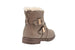 bebe Girls Big Kid Easy Pull-On Short Mid-Calf Ankle Boots Embellished with Faux Fur Trim and Buckles