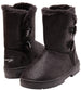 bebe Girls Big Kid Mid Calf Easy Pull-On Shimmery Winter Boots Embellished with Faux Fur Trim