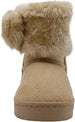 bebe Toddler Girls’ Little Kid Slip On Mid Calf Warm Winter Boots with Faux Fur Cuff and Rhinestone Bow
