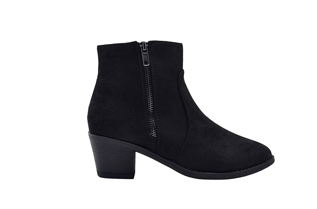 Via Rosa Women’s Short Low Heeled Microsuede Zipper Dress Ankle Boots