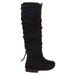 Women's Microsuede Knee-High Riding Boot Wrap Around Bow Straps Slide-On Fashion Shoes