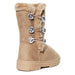 Sara Z Girls Rhinestone Button Faux Fur Lined Mid Calf Fashion Winter Boots 11 Tan/Gold