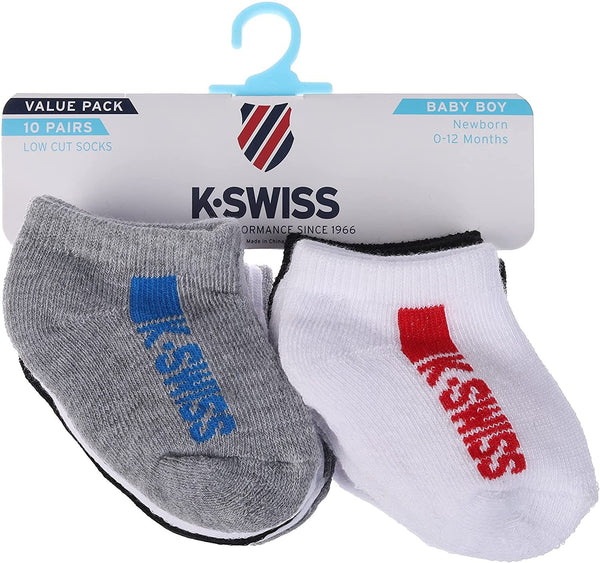 K-Swiss Boyâ€™s Socks- Low-Cut Socks Comfort Fit Breathable Kids Socks For Toddler Boys, 10-pack