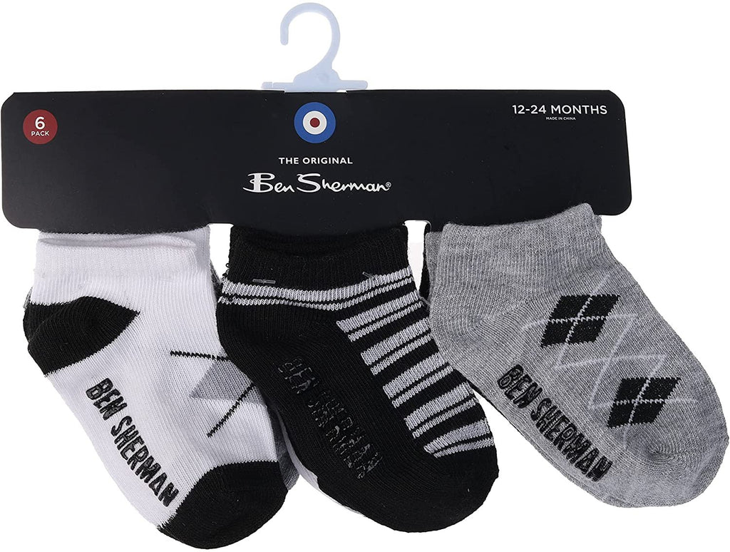 Ben Sherman Boyâ€™s Socks- Low-Cut Socks Multiple Stylish Toddler Kids Socks Comfort Fit for 6-pack