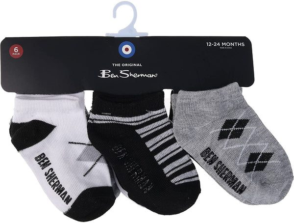 Ben Sherman Boyâ€™s Socks- Low-Cut Socks Multiple Stylish Toddler Kids Socks Comfort Fit for 6-pack