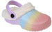Rampage Girl's Cute and Comfy Rainbow Glitter Clogs with Sherpa Lining Easy Slip-On