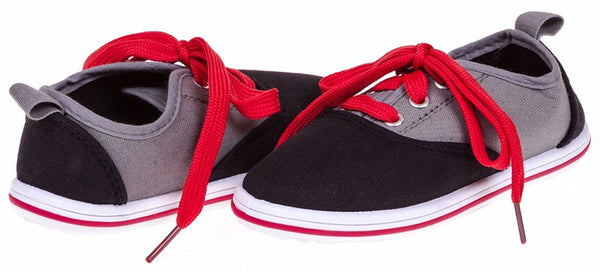 Shocked Boys Colorblock Canvas Low Sneakers Size 12/13 (Black/Grey/Red) - (Multiple Colors and Sizes Available)