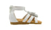 bebe Girls Velvet T Strap Back Zipper Ankle Sandals with Tassels 9/10 White