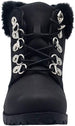 bebe Girls Big Kid Easy Pull-On Lace Up Short Ankle Shimmer Nubuck Boots Embellished with Faux Fur Cuff