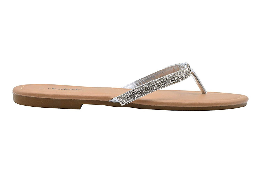 Chatties Ladies Fashion Sandals Metallic Thong Slip On Flip Flops with Embellishments