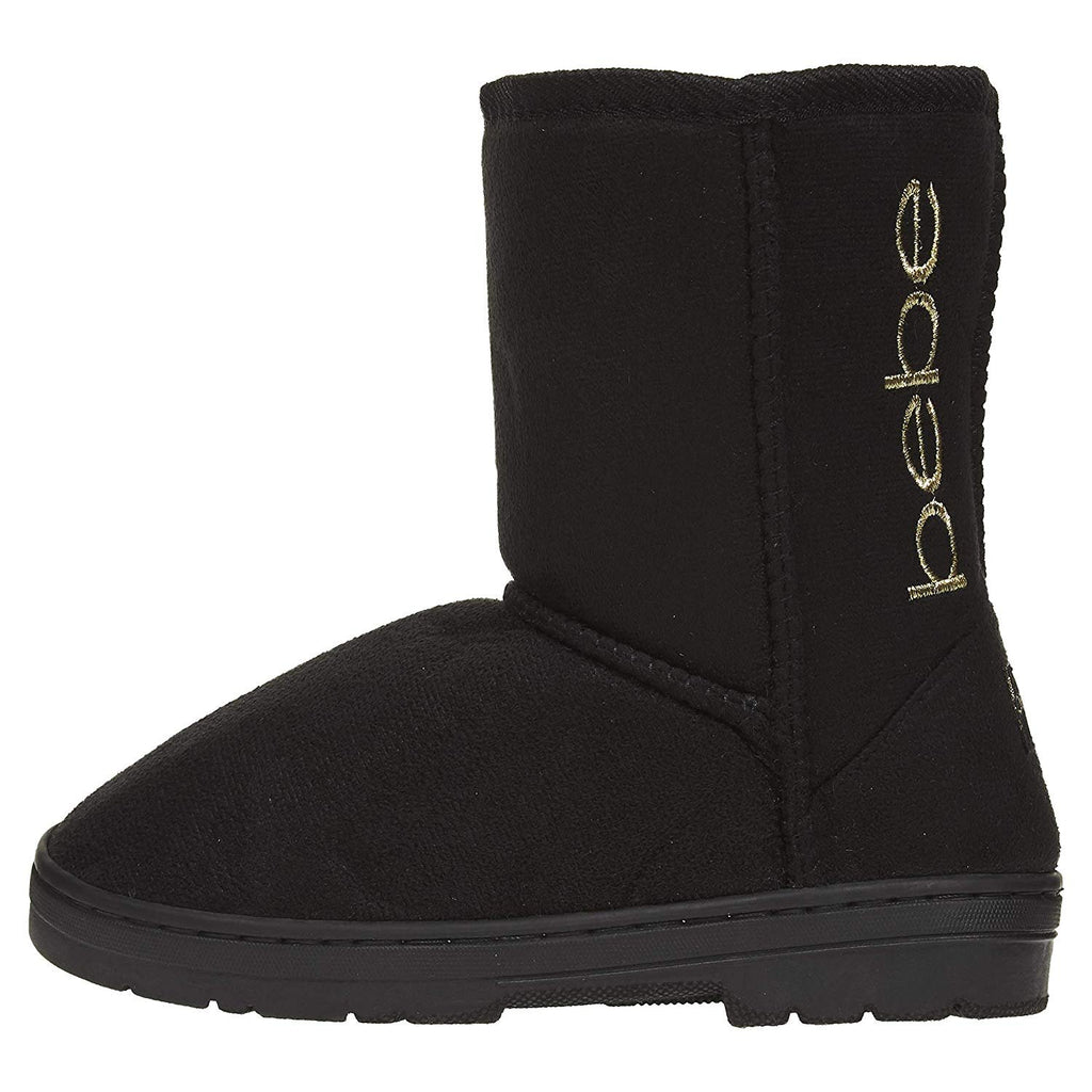 bebe Girls Winter Boots Designed with Side Logo Embroidery Casual Warm Slip-On Mid-Calf Microsuede Walking Snow Flat Shoes